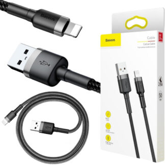Kábel USB-A / Lightning iPhone Baseus Cafule CALKLF-AG1 50cm Apple 2.4A CZARNO-SZARY W Oplocie