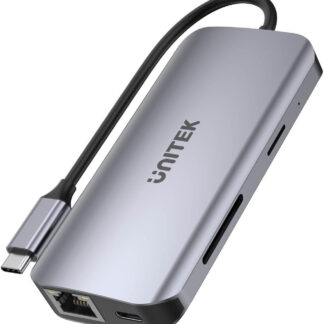 Unitek D1122A01 Aktívny USB-C Hub 5 Gbps, 2x HDMI 4K, čítačka kariet, RJ-45, PD 100W