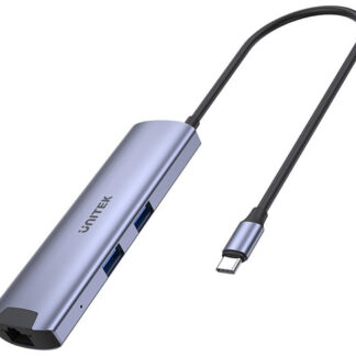 H1112F Unitek Aktívny Hub USB-C 5Gbps, HDMI RJ-45 PD 100W